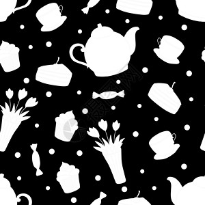 茶网页网 网页纺织品艺术甜点插图餐厅涂鸦时间烹饪茶壶草图插画