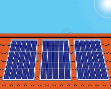 生态屋房子屋顶上的太阳能电池板住宅发电机回收生产资源技术细胞生态全球电气插画