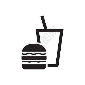 快速食品/垃圾食品图标(汉堡和饮料)背景图片