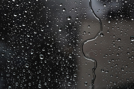 窗户上下着雨滴天气灰色下雨液体玻璃背景图片