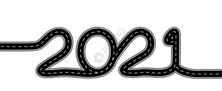 新年2021年新年 有标记的道路以标注符号化为刻文背景图片