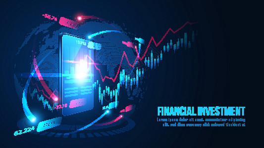 图展示股票市场或智能电话概念在线交易图(Forex)设计图片