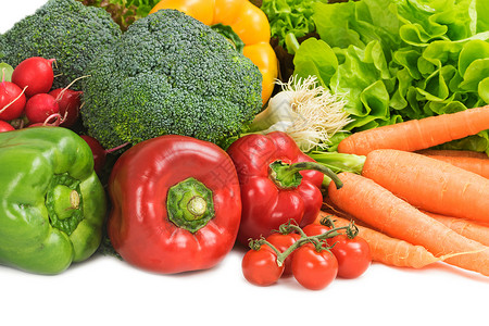不同种类蔬菜的盘子园艺团体西红柿健康烹饪沙拉营养胡椒萝卜饮食背景