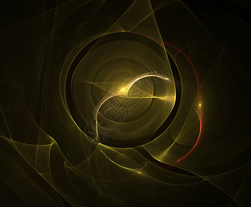 封面线条优雅明亮精致的背景与丝带或圆盘和戒指 金色复杂的弧形设计 用于 3D 插图或封面的软抽象分形 烟云 计算机生成的图像螺旋同心艺术背景