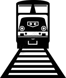 黑白火车柴油机车火车前视图复古黑白插画