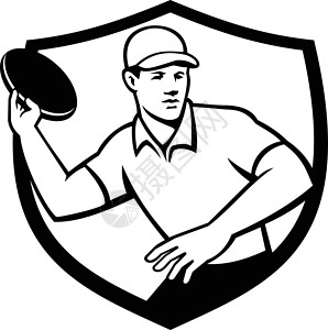 终极联赛Dissc 高尔夫投球玩家扔白黑粉插画