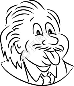 伯顿·布拉德斯托克艾伯特·爱因斯坦 坚持唱出卡通黑白插画