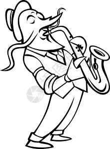 澳洲淡水龙虾玩家马斯科特黑白艺术品吉祥物甲壳纲音乐品牌小白兔乐器龙虾萨克斯萨克斯管插画