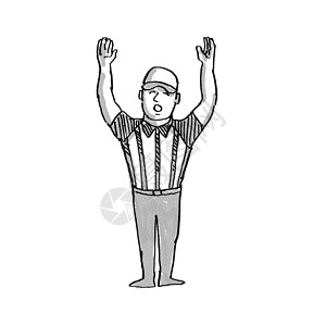 美式足球官方黑白卡通画艺术品裁判信号手绘运动员草图绘画线员玩家烤架背景图片