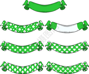 绿色花纹丝带套件背景图片