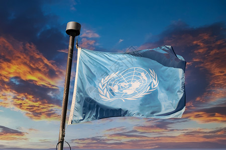 联合国旗帜教科文组织日落旗帜背景