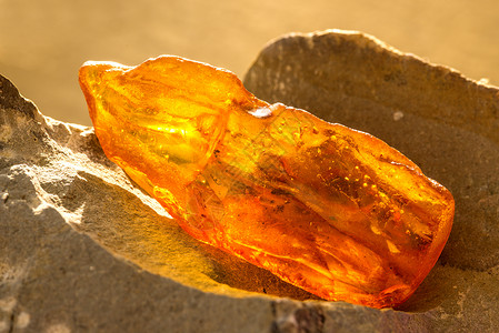 太阳珠宝素材太阳中的琥珀 与包含各种物的膜罩药物化石晴天挖掘生物学树脂岩石橙子材料石头背景