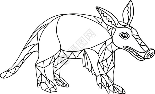 随园食单Aardvark 黑白单人线动物重量线宽插图线条野生动物吉祥物绘画鼻子画线插画