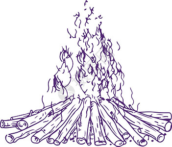 野营柴火堆营火烧火焚烧绘图设计图片