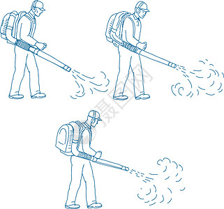 园林清洁人员园丁叶吹风器绘图设计图片