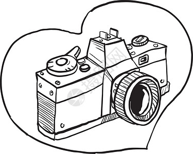 单反相机35毫米SLR摄影机心脏绘画设计图片