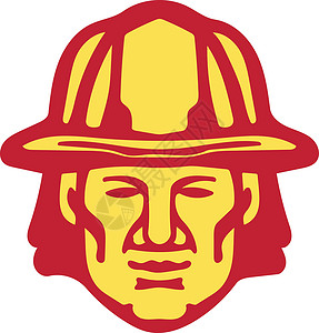 Fireman 消防队长前冲锋头盔工人男人插图急救员艺术品男性帽子职业安全帽背景图片