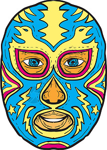 Luchador 面具鹰闪电图文星星摔跤手男人绘画男性摔角手绘背景图片