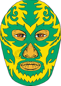 Luchador 面具火焰火螺栓绘图绘画摔角火焰摔跤手男人手绘男性背景图片