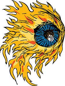 火绘图上燃烧的眼球手工手绘草图刮板眼睛艺术品墨水插图画线背景图片