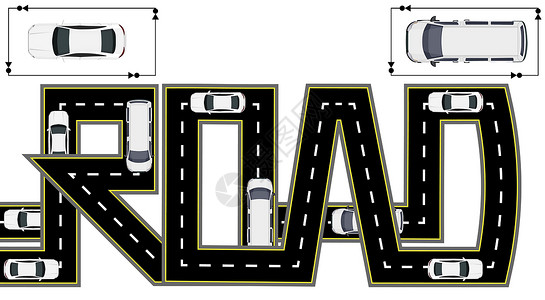 道路 公路电路系统化登记 卡车和汽车 单独图示插画