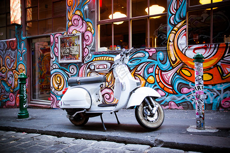 墨尔本涂鸦墨尔本Hosier巷艺术餐厅假期旅行景观文化咖啡店旅游游客地标背景