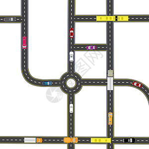 抽象的交通枢纽 各种道路的交汇处 环形交叉路循环 运输 插图背景图片