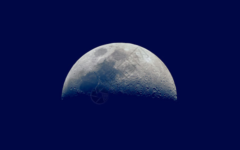 第一季度用望远镜观测到的月亮月相月球卫星天文学蓝色宇宙天空摄影天文背景图片