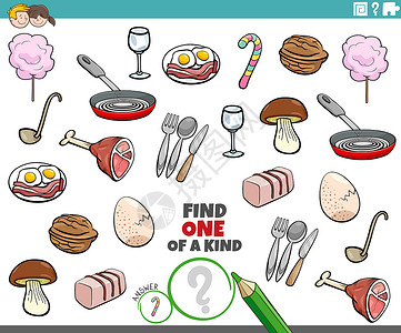 核桃插图给有食物物品的儿童玩一种游戏游戏设计图片