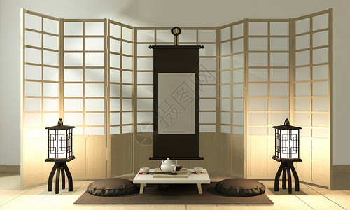 中国内地男歌手内地模拟中华风格的室内 3D 翻接建筑学渲染酒店插图小样椅子新年窗户奢华木头背景