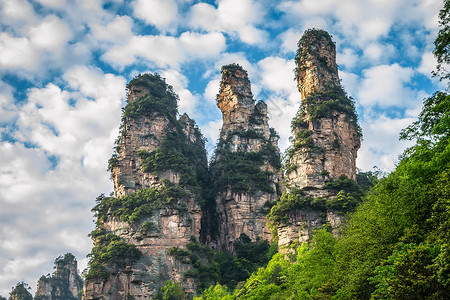 中国 张家江国家公园国家头像天空山峰电影树木公园岩溶背景图片