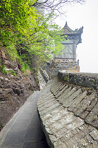 中国 武当修道院 禁城在顶端寺庙城市公园国家宗教背景图片