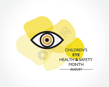 儿童眼受伤8月的  儿童眼健康与安全月  活动预防学校疾病眼睛视网膜关心孩子海报横幅世界插画