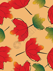 秋叶的秋叶无缝背景 秋季图像涂鸦插图艺术海报绘画叶子季节打印背景图片
