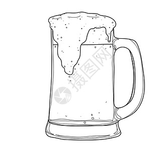 酒精画彩绘啤酒手画的风格线条艺术 矢量插图设计图片