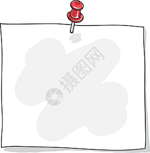 红色小夹子带有红色推针笔纸的注解纸 手画矢量艺术插图插画