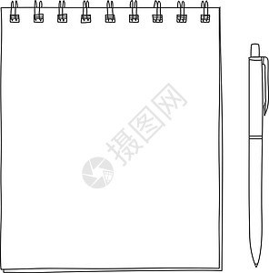 我有病哦螺旋笔记本和球点 Pen 笔画手画矢量线 艺术有病设计图片