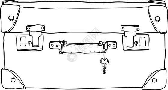 配有关键手绘可爱矢量艺术插图的手提箱i背景图片