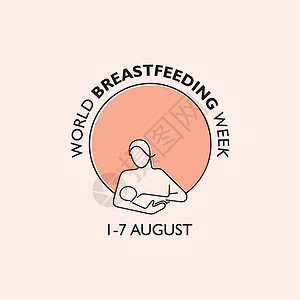 星期素材世界母乳喂养周概念在8月第一周举行 于8月的第一个星期举行孩子世界妈妈插图新生儿哺乳期女士母亲家庭海报插画