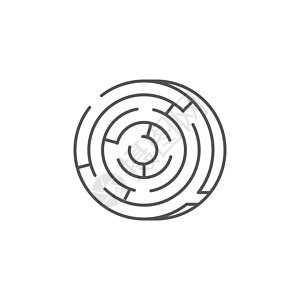 迷宫图标线矢量图标出口解决方案小路创造力成功圆形迷宫插图游戏标识设计图片