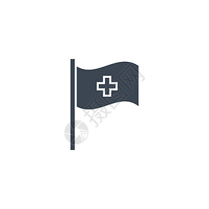 旗帜图标医疗标志相关矢量字形图标生活服务白色医院帮助插图旗帜圆圈情况界面插画