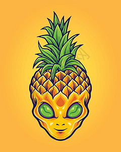 菠萝和椰子外星菠萝马斯科特罗戈夏令设计图片