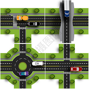 设置运输枢纽 各路交叉点 环绕环流 交通 带有影子的物体 图示设计图片