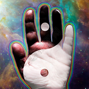 神秘主义交燕阳文化联盟活力宗教生活宇宙插图二元性手指哲学背景