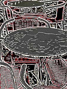 街头餐馆咖啡馆椅子餐厅草稿桌子插图艺术啤酒下雨花园背景图片