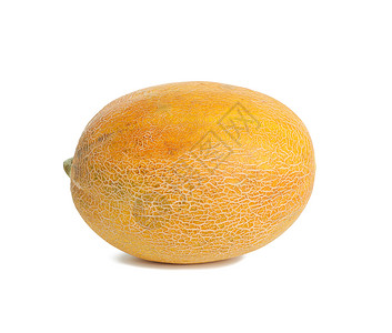 白色背景上孤立的黄熟甜瓜圆形黄熟瓜水果活力营养黄色甘露饮食食物橙子收成甜点背景图片
