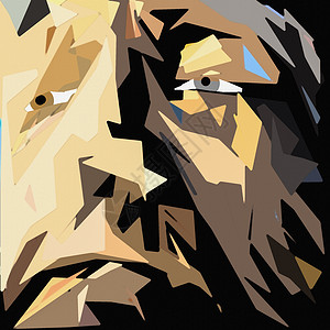 棕色男子脸色折纸洞察力绘画迷彩胡须多边形材料插图玻璃三角形背景图片