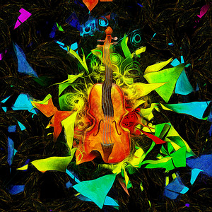 多边形古典纹样Violin 摘要万花筒旋律音乐棕色三角形乐队滚动中提琴乐器粒子背景