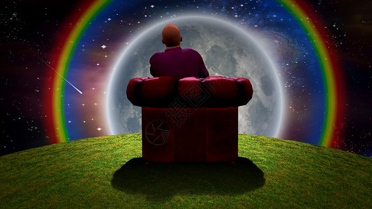 彩虹流星观察月球流星天空扶手椅手表情感戏剧性艺术星系彩虹人士背景