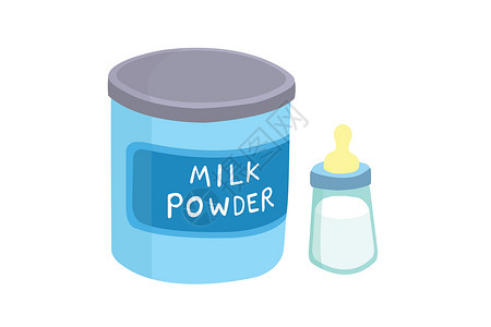 奶粉罐和牛奶瓶在白色背景中隔离 奶粉是一种很棒的乳制品产品插画